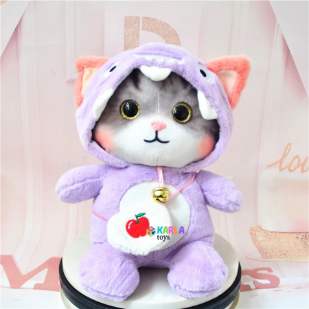 Jucarii Copii - Pisica de PLus cu ochi sclipitori cu costum Kawaii Cat