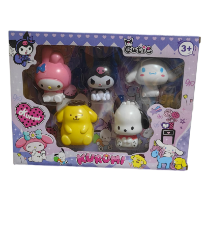 Papusi -Casute- Masute infrumusetare ( 3 ani +) - Set Figurine Sanrio – Kuromi, My Melody, Cinnamoroll, Pompompurin