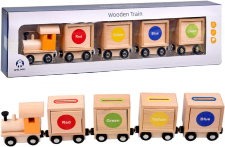 Masinute si Trenulete (3 ani+) - Jucarie Tren Magnetic din Lemn - Joc de Clasificare