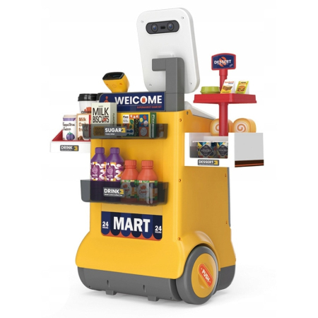 Bucatarii  de Jucarie(3 Ani+) - Supermarket Interactiv Galben pentru Copii – Carucior, Scanner si Casa de Marcat
