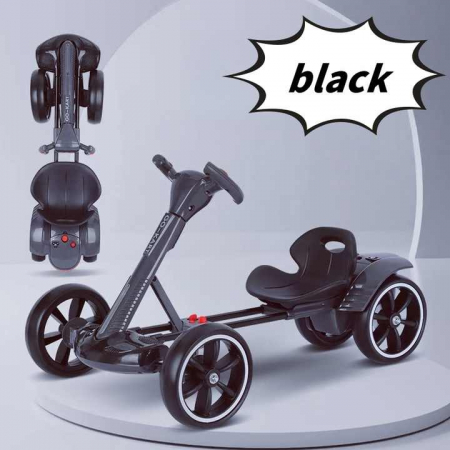 Masinute electrice 12V - Kart Electric 12V Pliabil Copii Lumina LED Negru