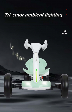Kart Electric 12V Pliabil Copii Lumina LED Telecomanda Alb [7]