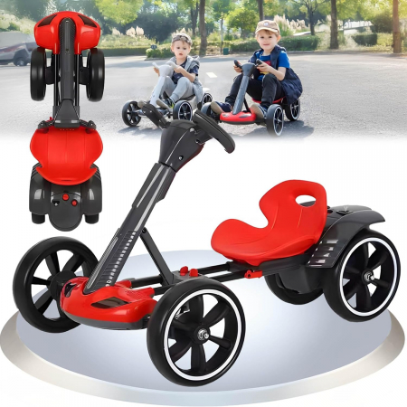 Masinute electrice 12V - Kart Electric Pliabil 6V cu Functii si USB Rosu