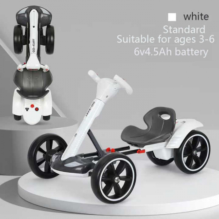 Masinute electrice 12V - Kart Electric Pliabil 6V cu Functii si USB Alb