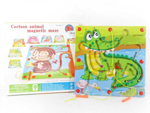 Jucarii Copii - Labirint magnetic in forma de Animale Joc din lemn magnetic