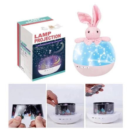 Camera copilului - Lampa de Veghe Copii Iepuras – Rotativa, Bluetooth, Proiectii si Melodii, USB