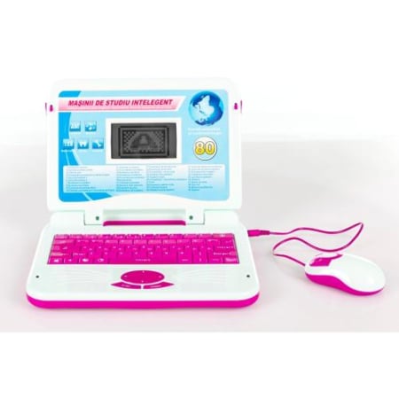 Jucarii - Laptop Roz Educativ Interactiv Copii 80 Activitati, in Limba Romana