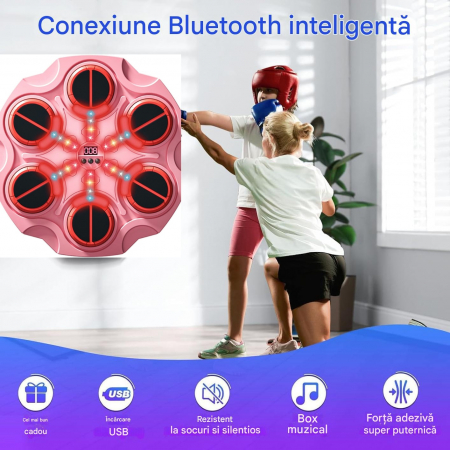 Maaina de Box Inteligenta cu Muzica si Bluetooth Roz – Montare pe Perete, LED [1]