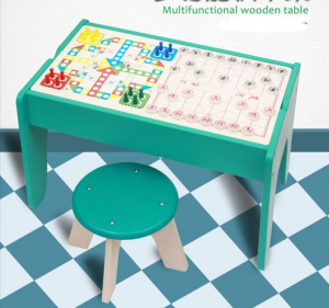 Mobilier si accesorii - Masa Multifunctionala din Lemn cu scaun, piese tip duplo si jocuri de societate