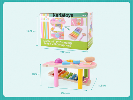 Masuta Lemn cu Activitatii Montessori Banc Sortator Forme Xilofon [3]
