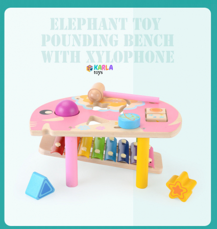 Masuta Lemn cu Activitatii Montessori Banc Sortator Forme Xilofon [2]
