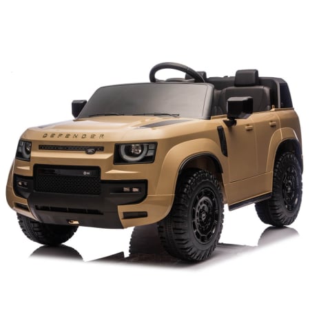Masinute electrice 12V - Masinuta Electrica Copii Land Rover Defender Octa Bej, 12V, Telecomanda, EVA