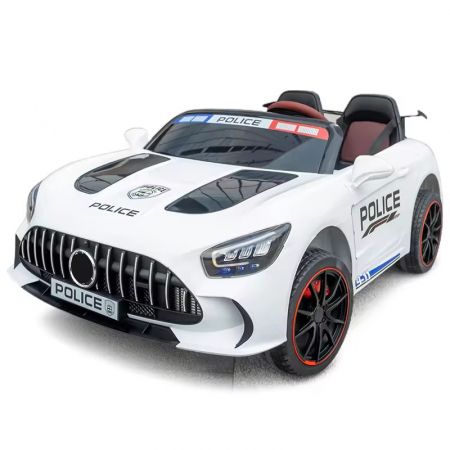Masinute electrice 12V - Masinuta Electrica de Politie Alba 4x4 12V cu 2 locuri roti din spuma