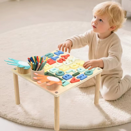 Masuta Educationala Montessori Lemn, Alfabet  Matematica 3-6 Ani [1]