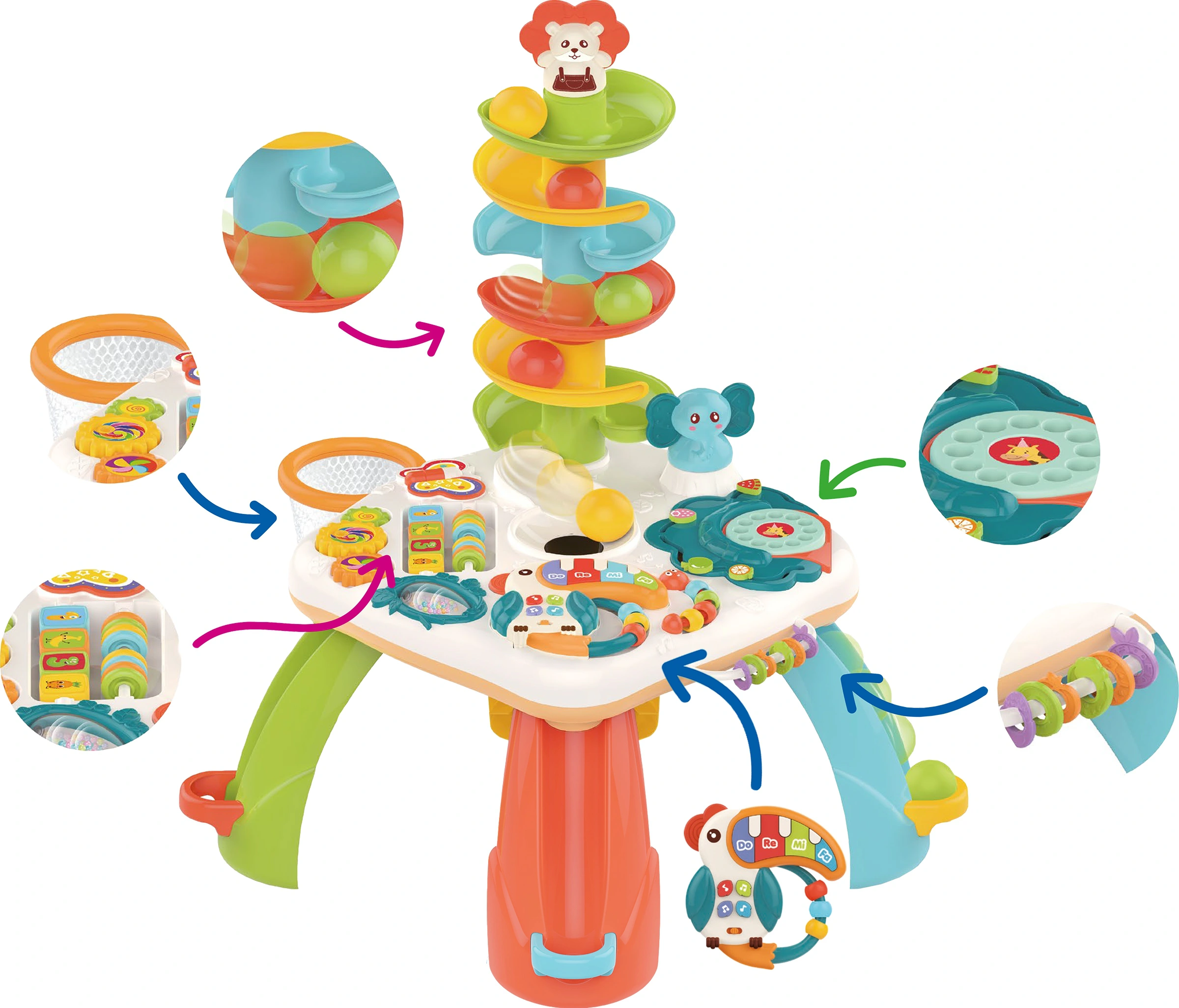 Masuta Multifunctionala Interactiva pentru Bebelusi - Circuit cu Bile, Sunete si Lumini [2]