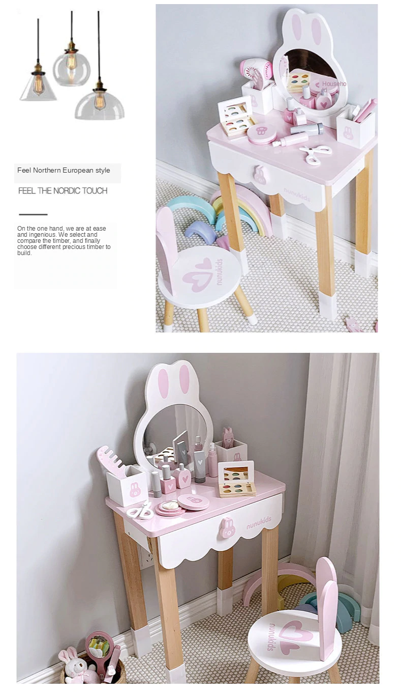 Set Masa si scaun Iepuras lemn Nunukids Masuta Infrumusetare [14]