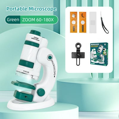 Microscop Portabil Copii 60-180x LED  2in1 Stativ [2]