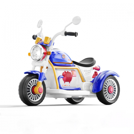 Masinute electrice copii - Motocicleta electrica copii 6V 3 roti Muzica si Lumini Albastru