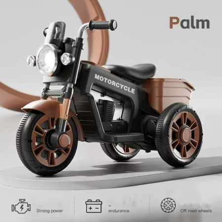 Motociclete electrice  copii - Motocicleta Electrica Retro 12V pentru Copii cu 3 Roti, Muzica si Lumins LED