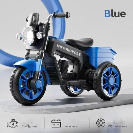 Motociclete electrice  copii - Motocicleta Electrica Retro 12V pentru Copii cu 3 Roti, Muzica si Lumins LED