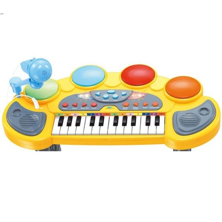 Pian electronic copii cu 24 de clape, 4 tobe, microfon si scaun [2]