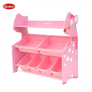Mobilier si accesorii -  Organizator jucarii de lemn 6 cosuri Onshine Caprioara