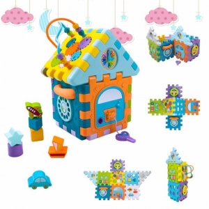 Jocuri educative (3 ani +) - Casuta Multifunctionala Play House Activity Huanger