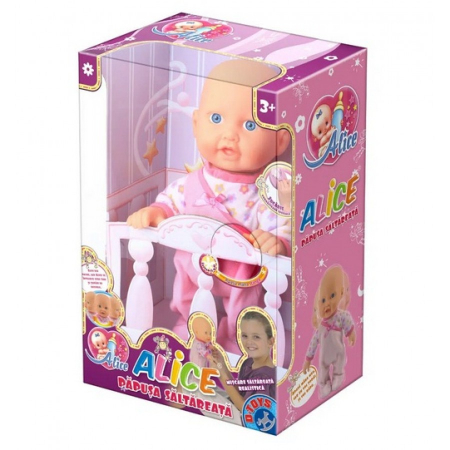 Papusi -Casute- Masute infrumusetare ( 3 ani +) - Papusa Bebelus Interactiva Alice Saltareata D-Toys
