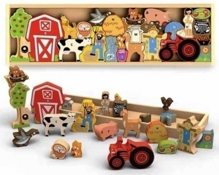 Jucarii Copii - Puzzle din lemn Ferma Animalelor