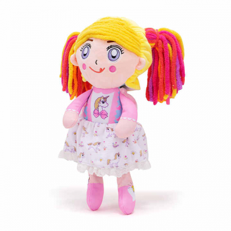 Papusi -Casute- Masute infrumusetare ( 3 ani +) - Papusa de Plus Unicorn Reversibila Soozy cu Par Lung – 39 cm