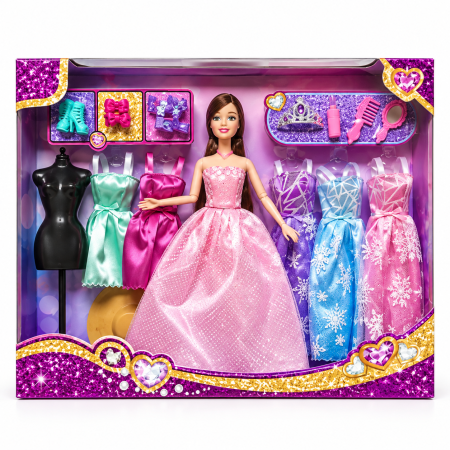 Papusa Fashion 30 cm, Set cu 5 Rochii si Accesorii [0]
