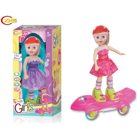 Papusi -Casute- Masute infrumusetare ( 3 ani +) - Papusa interactiva pe Sckateboard cu muzica si lumini