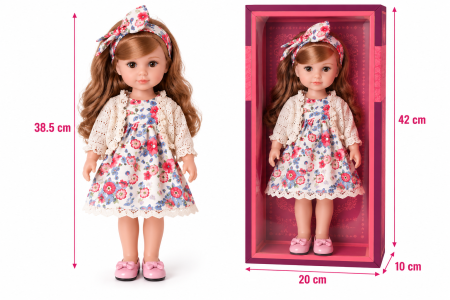 Papusi, Casute si Seturi de Infrumusetare (3 Ani+) - Papusa Jelena 38,5 cm, 100% PVC, Rochita Florala