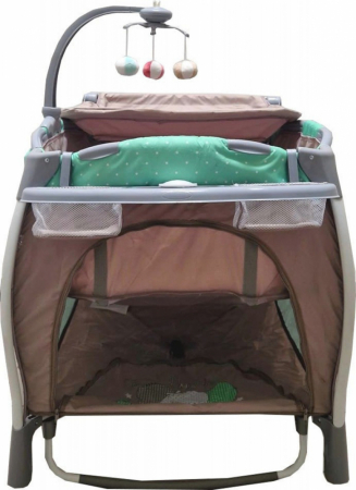 Patut pliabil Baby Care Verde – 2 Nivele, Balansoar, Muzica, Carusel, Plasa insecte, Masa infasat [2]