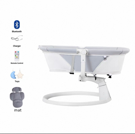 Leagan Electric pentru Bebelusi Bej 2 in 1 – Balansoar, Functie Muzicala, Bluetooth, Telecomanda [3]