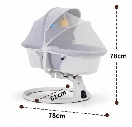 Leagan Electric pentru Bebelusi Bej 2 in 1 – Balansoar, Functie Muzicala, Bluetooth, Telecomanda [2]