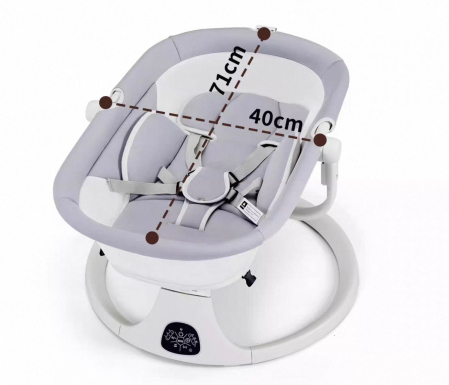 Leagan Electric pentru Bebelusi Gri cu Alb 2 in 1 – Balansoar, Functie Muzicala, Bluetooth, Telecomanda [6]