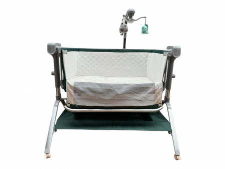 Patut Gri Co-Sleeper Electric cu Functie de Leganat, Telecomanda, Carusel [9]