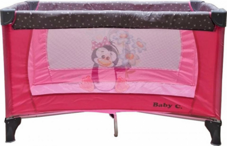 Camera copilului - Patut Tarc Pliabil Copii Baby Care PRO Roz 120x60 cm cu 2 Niveluri, Plasa Insecte si Geanta Transport