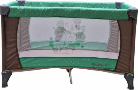 Camera copilului - Patut Tarc Pliabil Copii Baby Care Verde 120x60 cm cu 2 Niveluri, Plasa Insecte si Geanta Transport