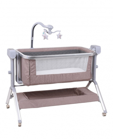 Patut Roz Co-Sleeper Electric cu Functie de Leganat, Telecomanda, Carusel [5]