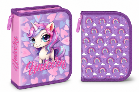 Accesorii de Scoala - Penar Echipat Unicorn, 30 Piese, 1 Fermoar, 2 Ext., Yollo
