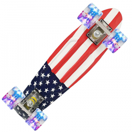 Penny Board cu roți de silicon și lumini integrate steag USA [1]