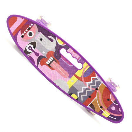 Skateboard si Penny board - Penny Board cu roți de silicon și lumini integrate, cu imprimeu mov