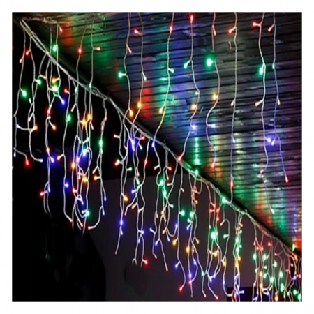 Instalatii Luminoase Craciun - Perdea lumini exterior Multicolora 120 led v8  3m x 1m (fir alb) interconectabil ip65
