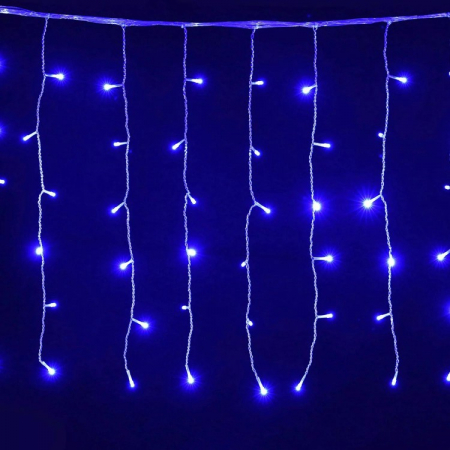 Instalatii Luminoase Craciun - Perdea lumini exterior Albastra 120 led v8  3m x 1m (fir alb) interconectabil ip65