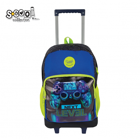Ghiozdane copii - Ghiozdan troler Next Level – 45x32x16,5 cm roti, maner telescopic si design gaming
