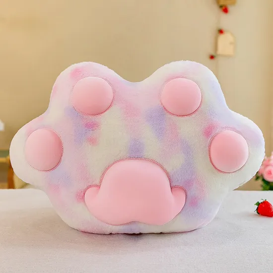 Jucarii din Plus - Mascote din Plus(3 ani +) - Perna din Plus in Forma de Labuta de Pisica – Roz