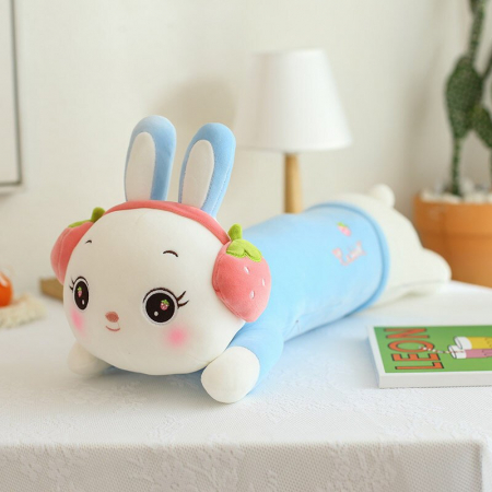 Jucarii din Plus - Mascote din Plus(3 ani +) - Perna Lunga Iepuras Albastru cu Casti 140 cm