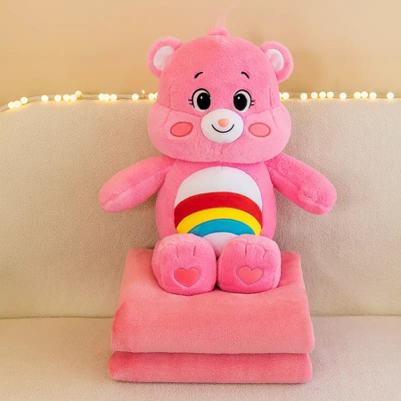 Jucarii din Plus - Mascote din Plus(3 ani +) - Perna si Patura din Plus Ursulet Roz